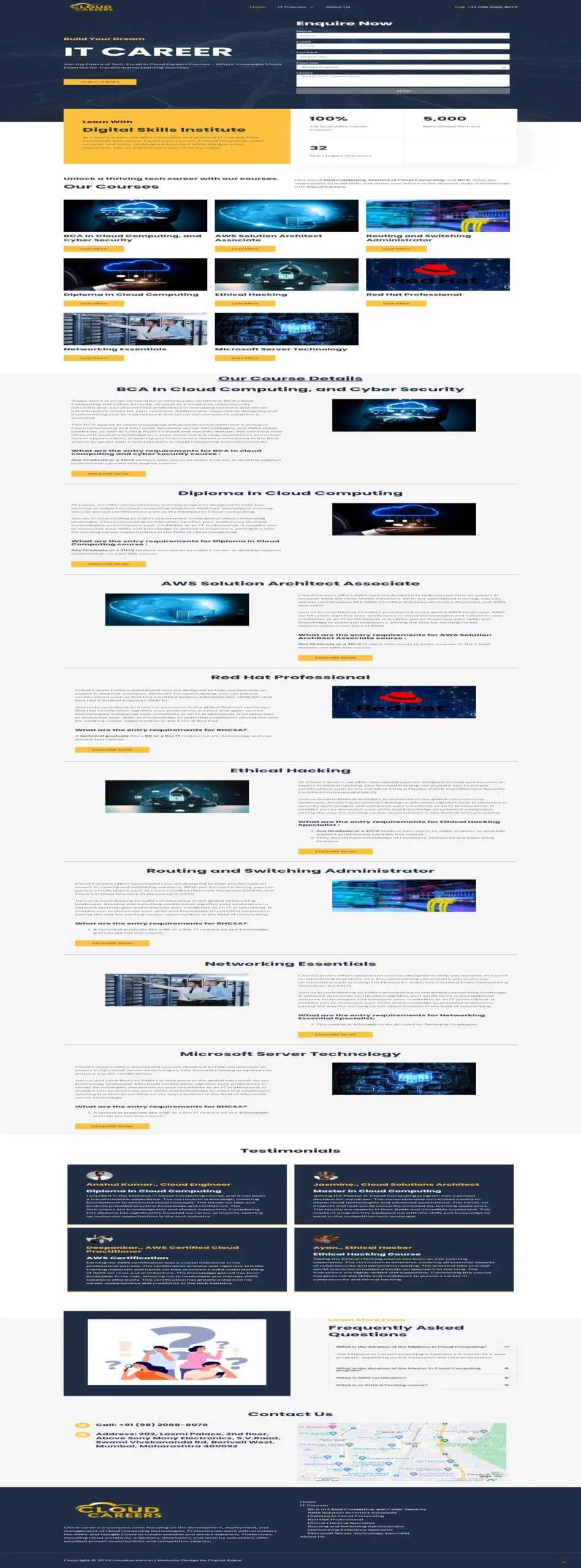 IT Career training institute website designed and developed by MD Ayan