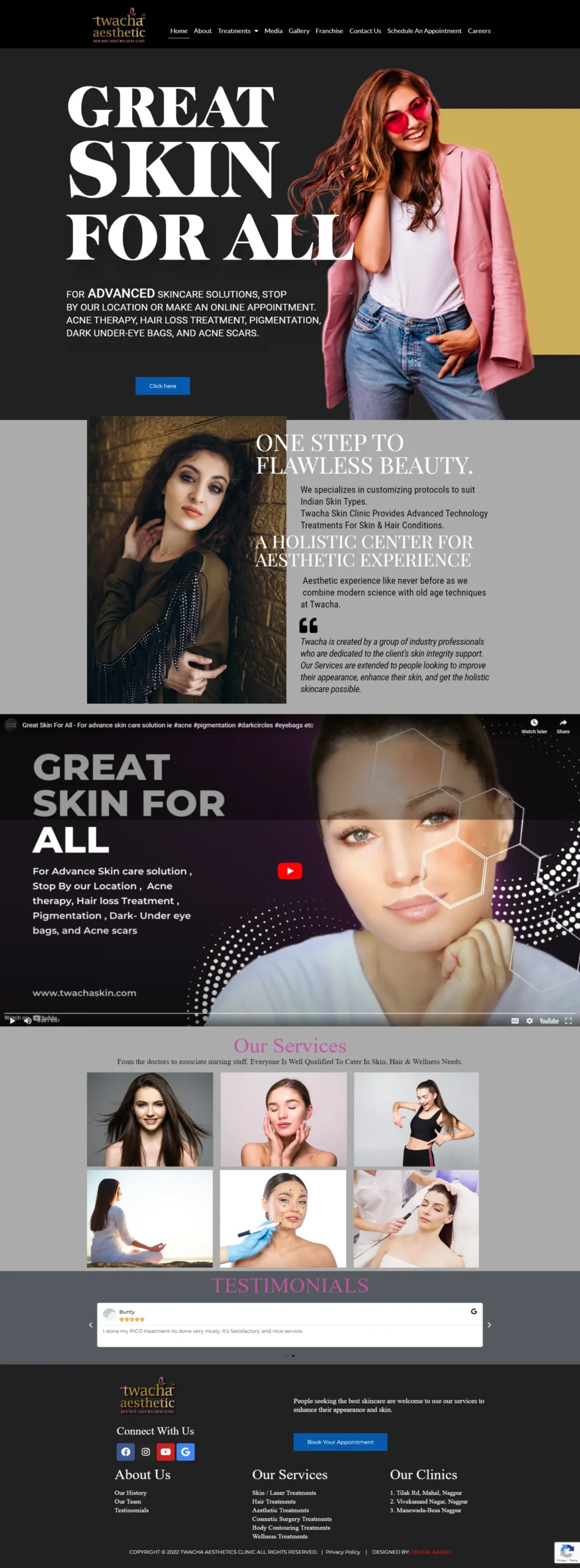 Twacha Aesthetic Clinic website designed and developed by MD Ayan